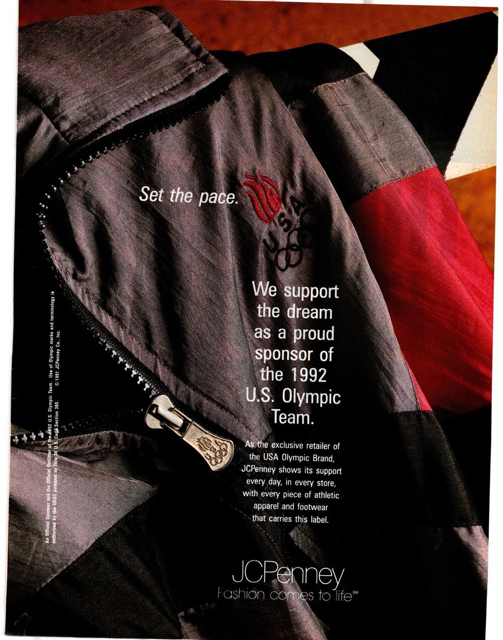 JC Penney 1992 USA Olympics Advertisement 1991 Vintage Clothing Athlete Sports